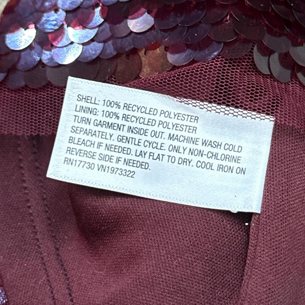 Wild Fable Burgundy Sequined Open Back Spaghetti Strap Mini Dress - Picture 7 of 8
